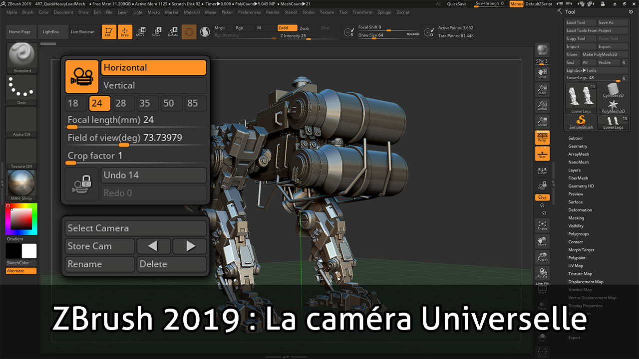 Les nouveautés de ZBrush 2019 : la caméra universelle